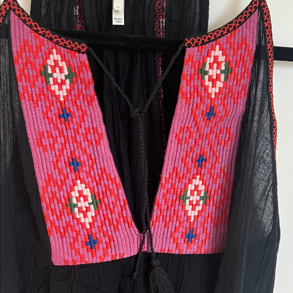 🕶️Joie Clea Embroidered Sheer Gauze Tie Tank Top - Picture 3 of 8